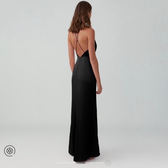 Draped Split Gown in Matte Sage Green - Picture 5 of 7